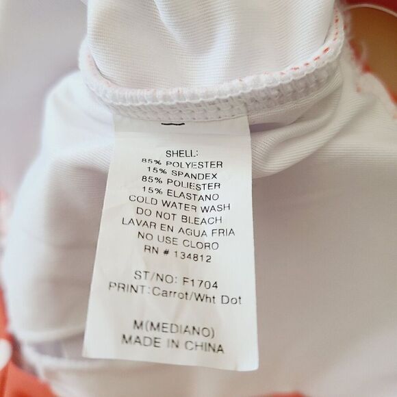 NEW Marina West Swimsuit M Coral Orange Polka Dot Deep V Ruffle Sleeve One Piece - Picture 8 of 8